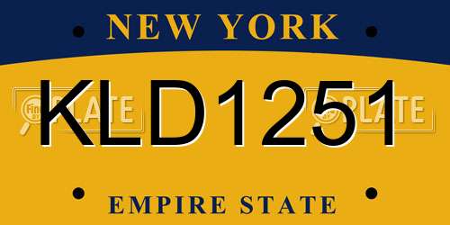 KLD1251 New York License Plate