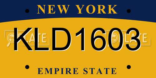 KLD1603 New York License Plate