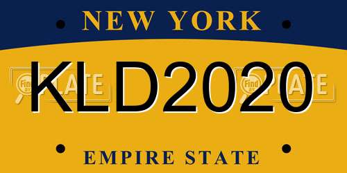 KLD2020 New York License Plate