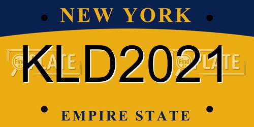 KLD2021 New York License Plate