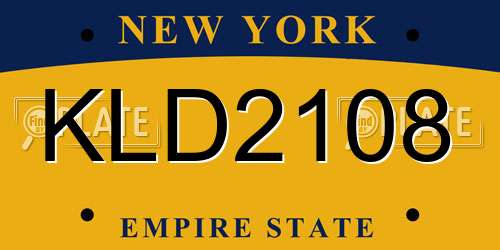 KLD2108 New York License Plate