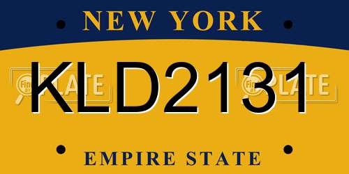 KLD2131 New York License Plate