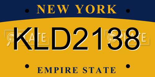 KLD2138 New York License Plate