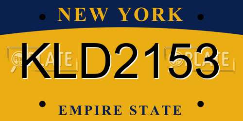 KLD2153 New York License Plate