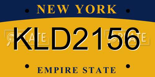 KLD2156 New York License Plate