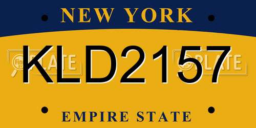 KLD2157 New York License Plate