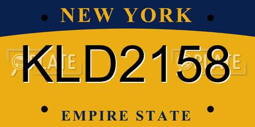 KLD2158 New York License Plate