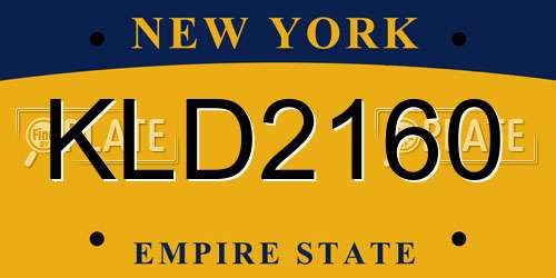 KLD2160 New York License Plate