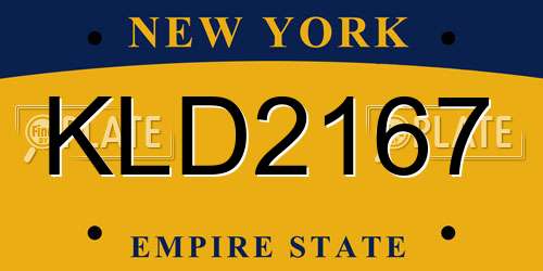 KLD2167 New York License Plate