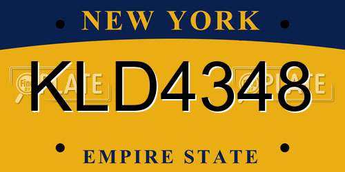 KLD4348 New York License Plate