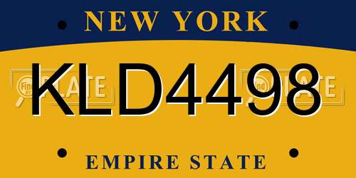 KLD4498 New York License Plate