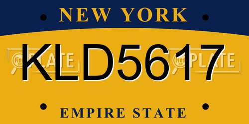 KLD5617 New York License Plate