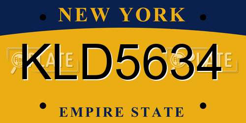 KLD5634 New York License Plate