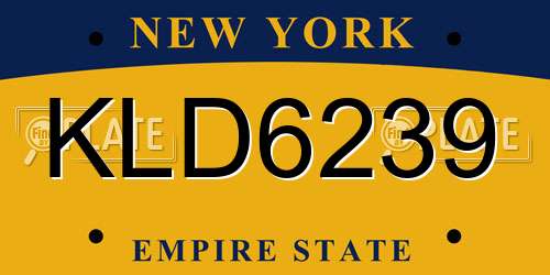 KLD6239 New York License Plate