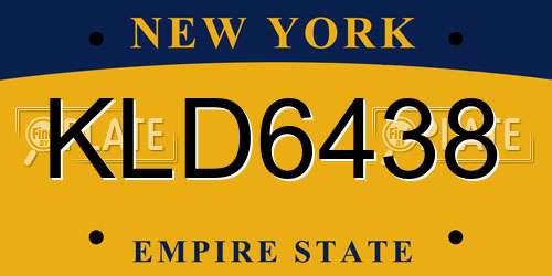 KLD6438 New York License Plate