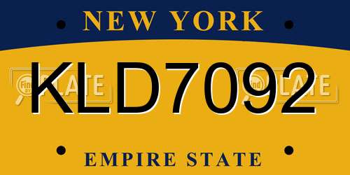 KLD7092 New York License Plate