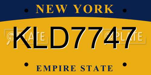 KLD7747 New York License Plate