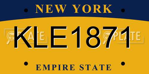 KLE1871 New York License Plate