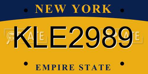 KLE2989 New York License Plate