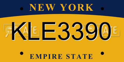 KLE3390 New York License Plate