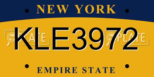 KLE3972 New York License Plate