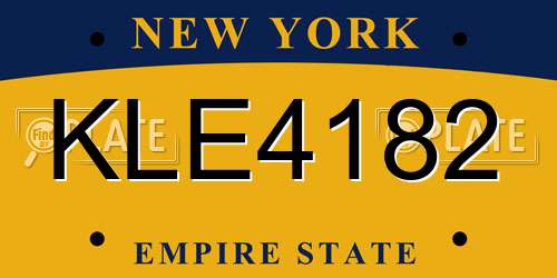 KLE4182 New York License Plate
