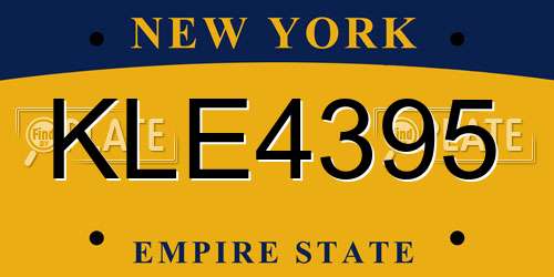 KLE4395 New York License Plate