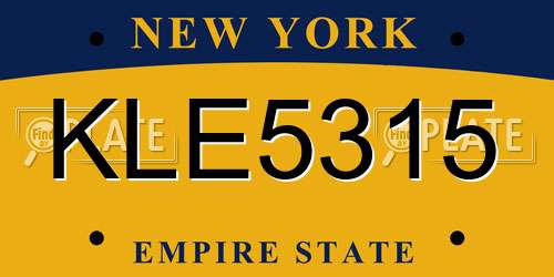 KLE5315 New York License Plate