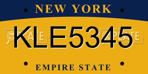 KLE5345 New York License Plate