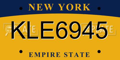 KLE6945 New York License Plate