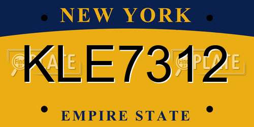 KLE7312 New York License Plate