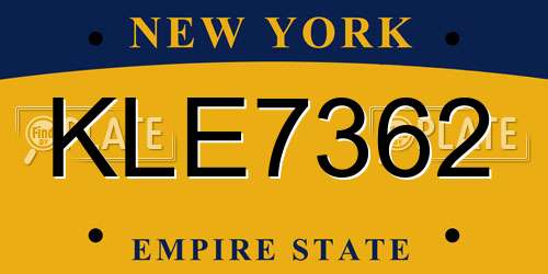 KLE7362 New York License Plate