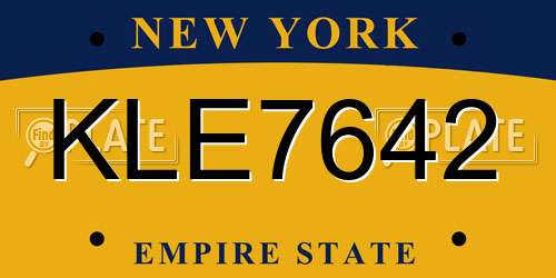 KLE7642 New York License Plate