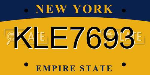 KLE7693 New York License Plate