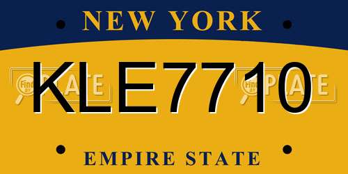 KLE7710 New York License Plate