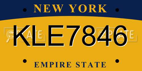 KLE7846 New York License Plate