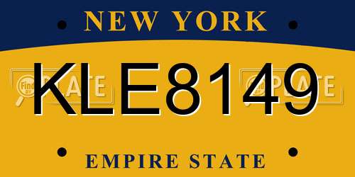 KLE8149 New York License Plate