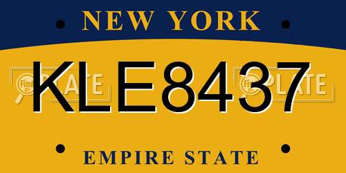 KLE8437 New York License Plate