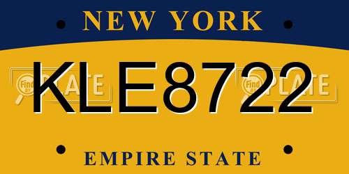 KLE8722 New York License Plate