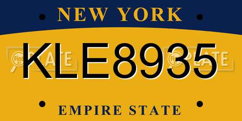 KLE8935 New York License Plate