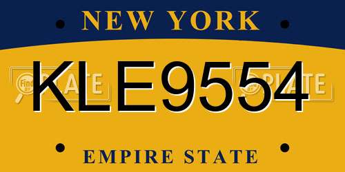 KLE9554 New York License Plate