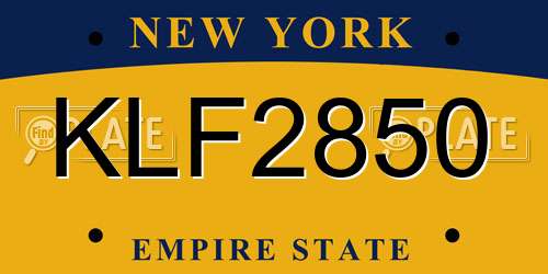 KLF2850 New York License Plate