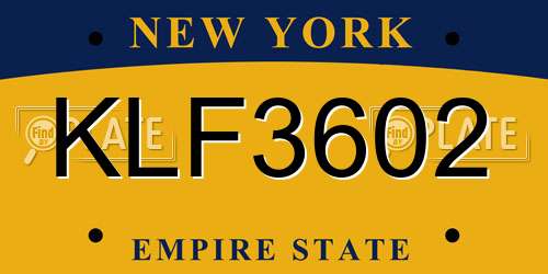 KLF3602 New York License Plate