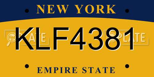 KLF4381 New York License Plate