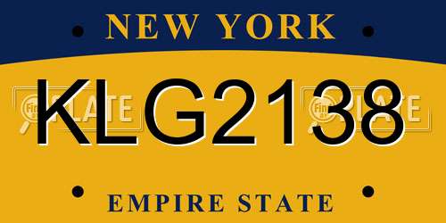 KLG2138 New York License Plate