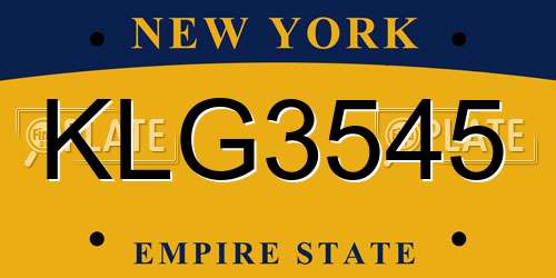 KLG3545 New York License Plate