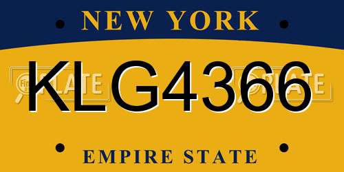 KLG4366 New York License Plate