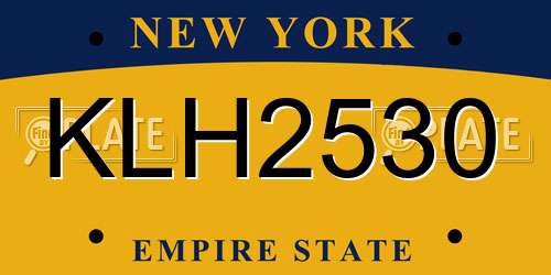 KLH2530 New York License Plate