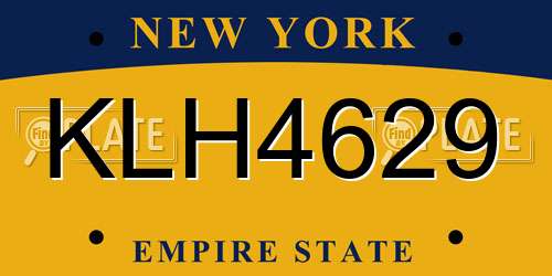 KLH4629 New York License Plate