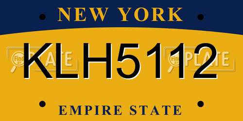 KLH5112 New York License Plate